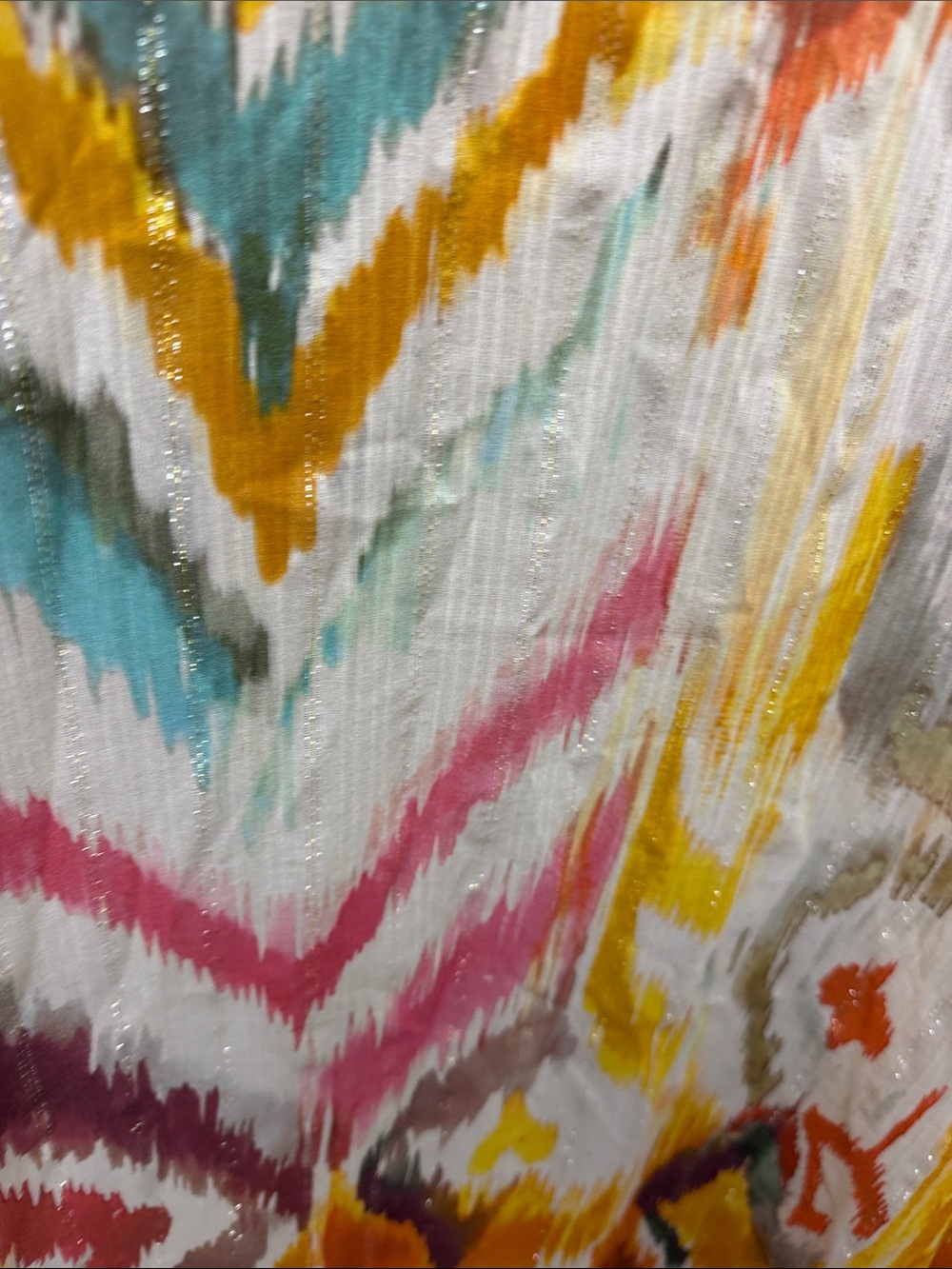 Multicolor Ikat Fringe Kimono - Cream, Orange & Pink - Picture 7 of 7